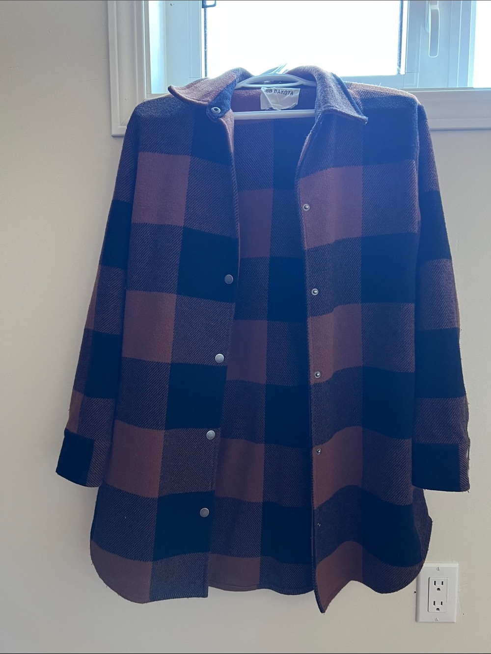 BB Dakota Plaid Flannel Jacket Black and Orange